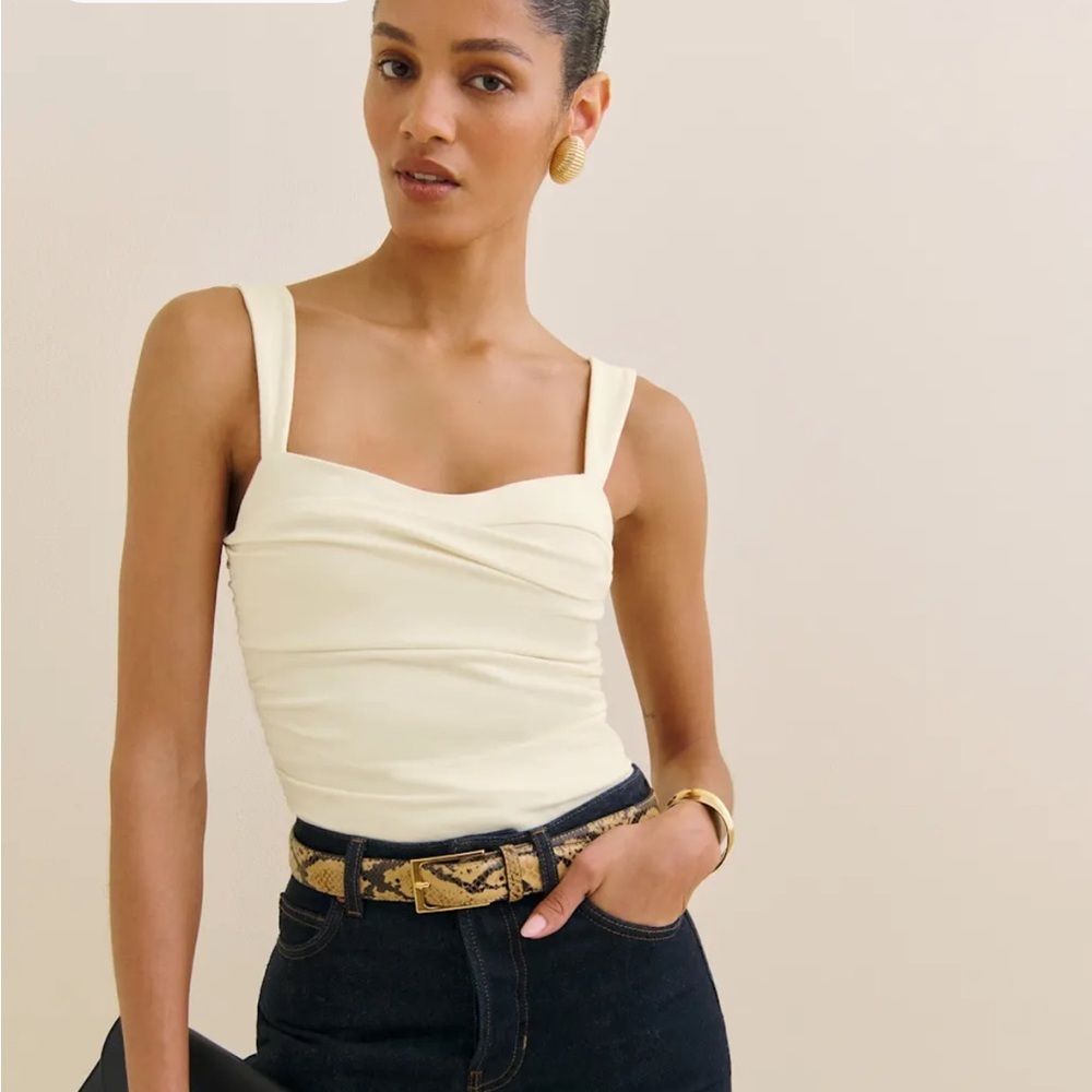 Reformation Trish Knit Top White Size L